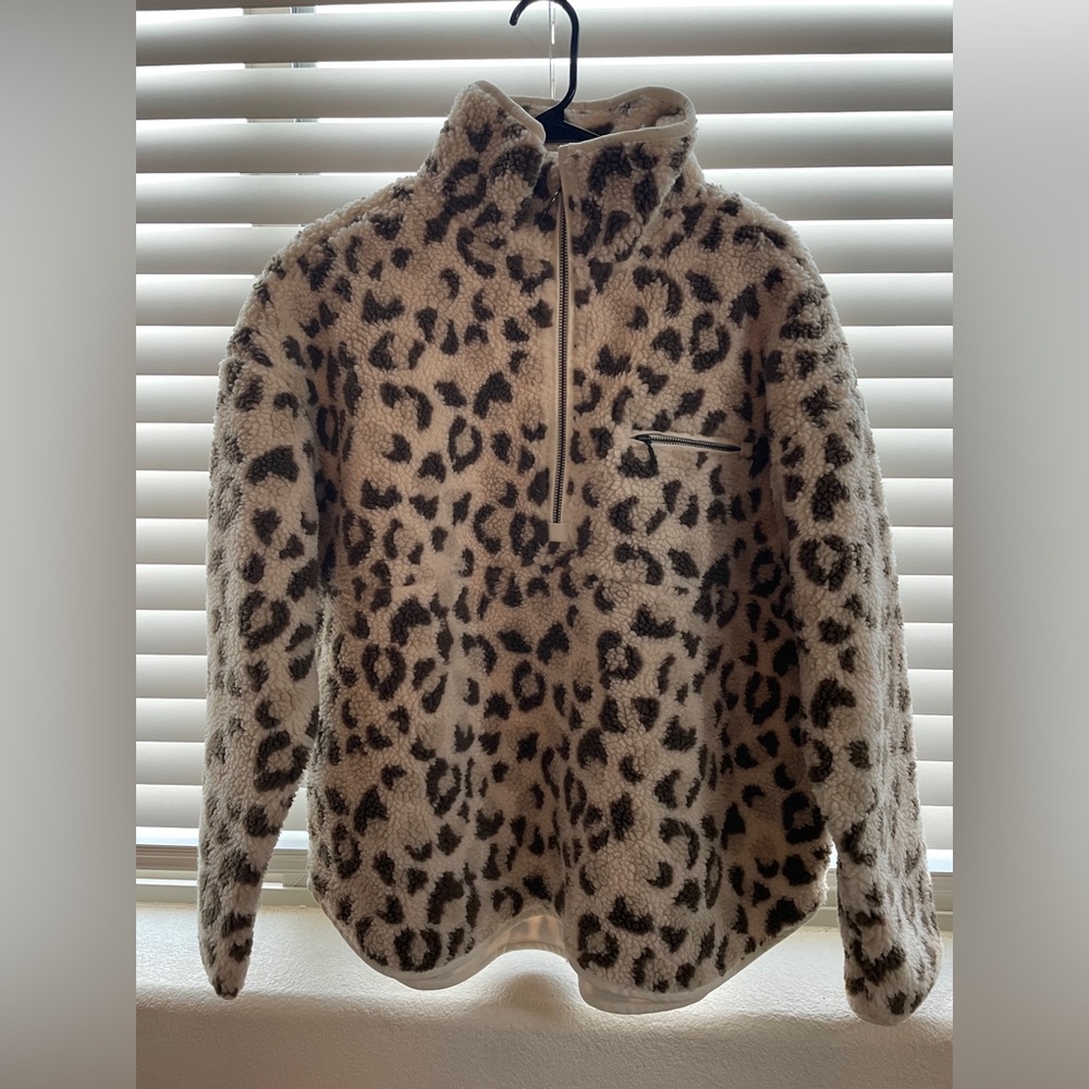 New Barbour Cream and Brown Fleece Jacket women size L
